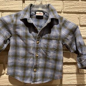 Hanna Andersson Toddler Flannel Plaid Shirt in Blue and Green